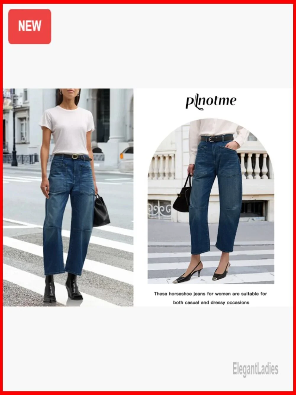 High Waisted Wide Leg Barrel Jeans Vintage Denim Pants with Patch Pockets - Picture 7 of 7